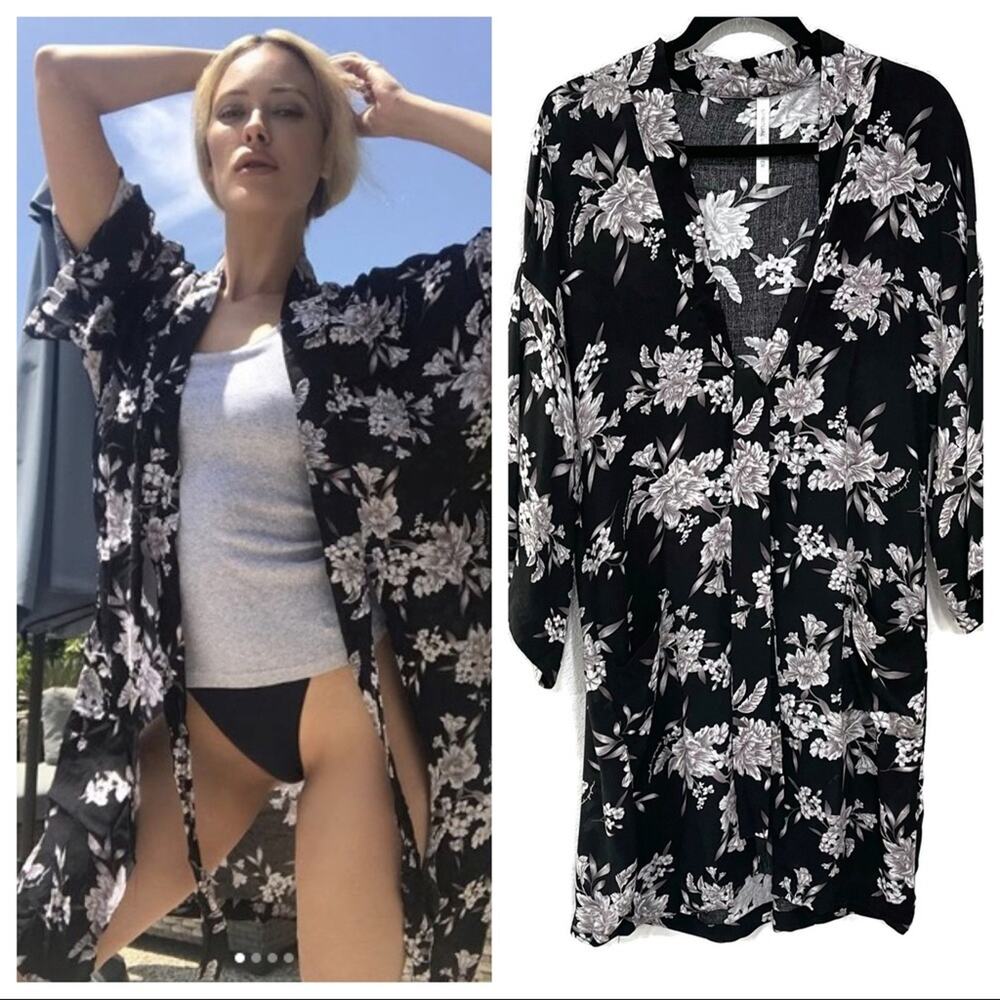 Spiritual Gangster Floral Maya Kimono Black OS